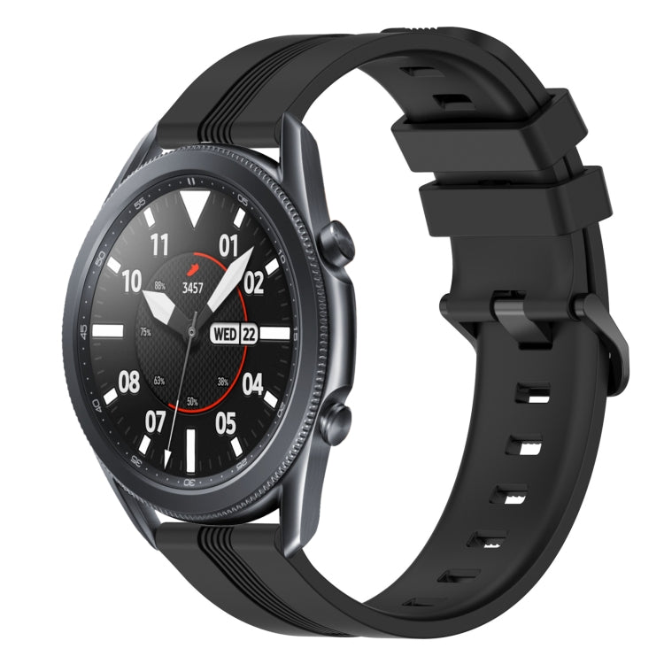 For Samsung Galaxy Watch3 45mm 22mm Concave Striped Slicone Watch Band