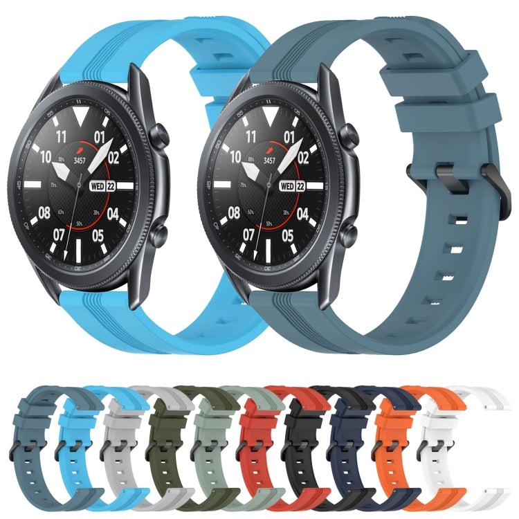 For Samsung Galaxy Watch3 45mm 22mm Concave Striped Slicone Watch Band