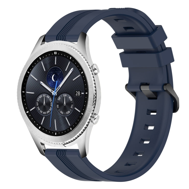 For Samsung Gear S3 Classic 22mm Concave Striped Slicone Watch Band