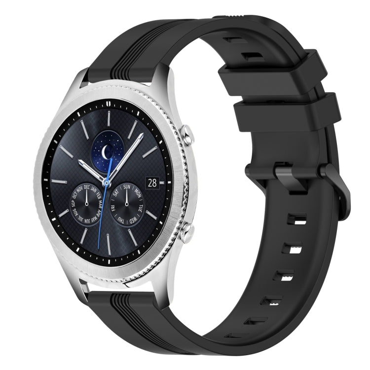 For Samsung Gear S3 Classic 22mm Concave Striped Slicone Watch Band
