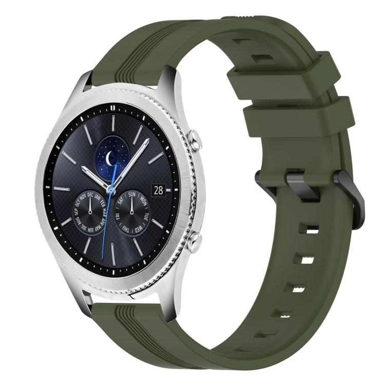 For Samsung Gear S3 Classic 22mm Concave Striped Slicone Watch Band
