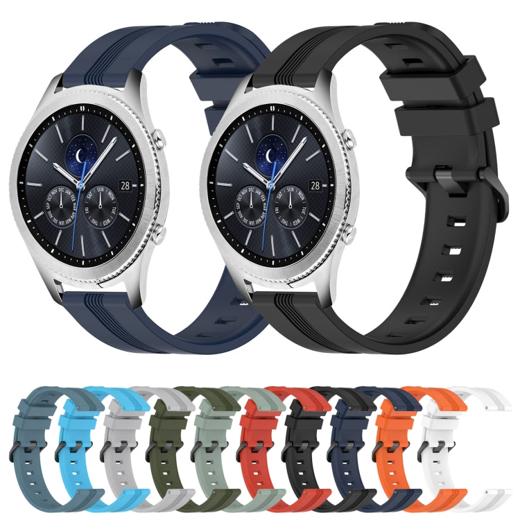 For Samsung Gear S3 Classic 22mm Concave Striped Slicone Watch Band