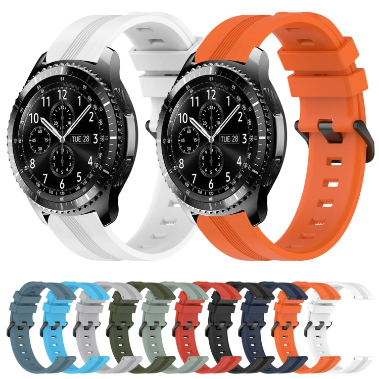 For Samsung Gear S3 Frontier 22mm Concave Striped Slicone Watch Band