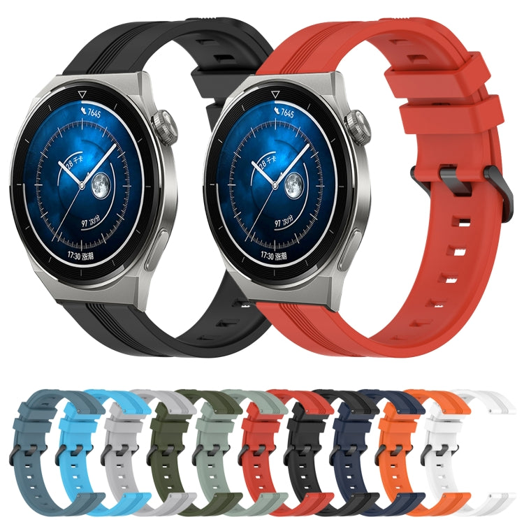 For Huawei Watch GT3 Pro 46mm 22mm Concave Striped Slicone Watch Band