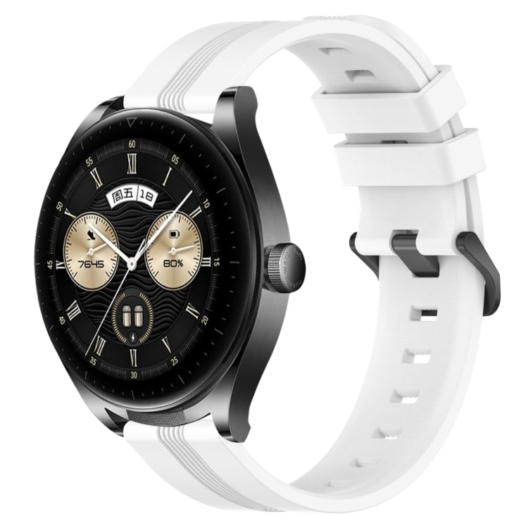 For Huawei Watch Buds 22mm Concave Striped Slicone Watch Band