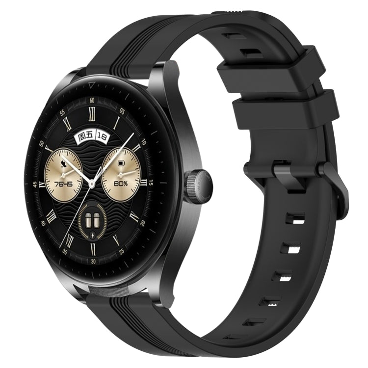For Huawei Watch Buds 22mm Concave Striped Slicone Watch Band