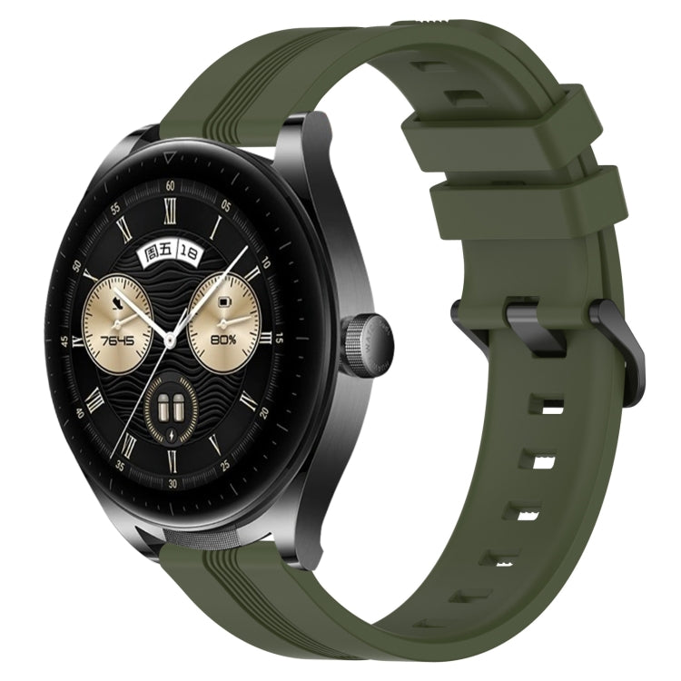 For Huawei Watch Buds 22mm Concave Striped Slicone Watch Band
