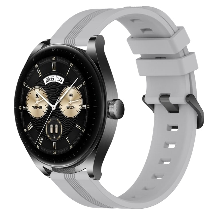 For Huawei Watch Buds 22mm Concave Striped Slicone Watch Band