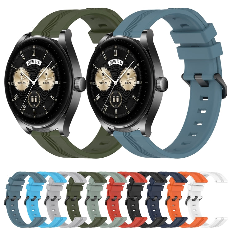 For Huawei Watch Buds 22mm Concave Striped Slicone Watch Band