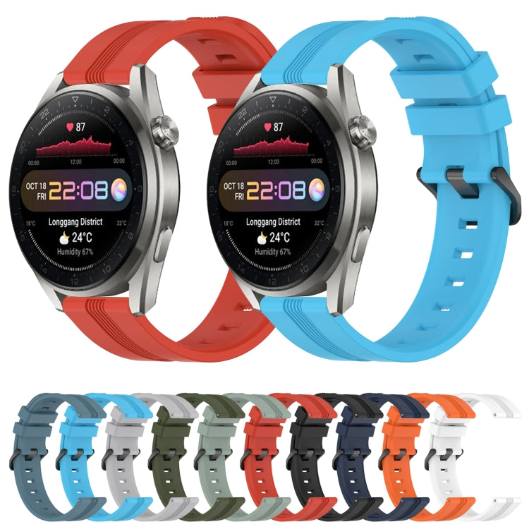 For Huawei Watch 3 Pro New 22mm Concave Striped Slicone Watch Band
