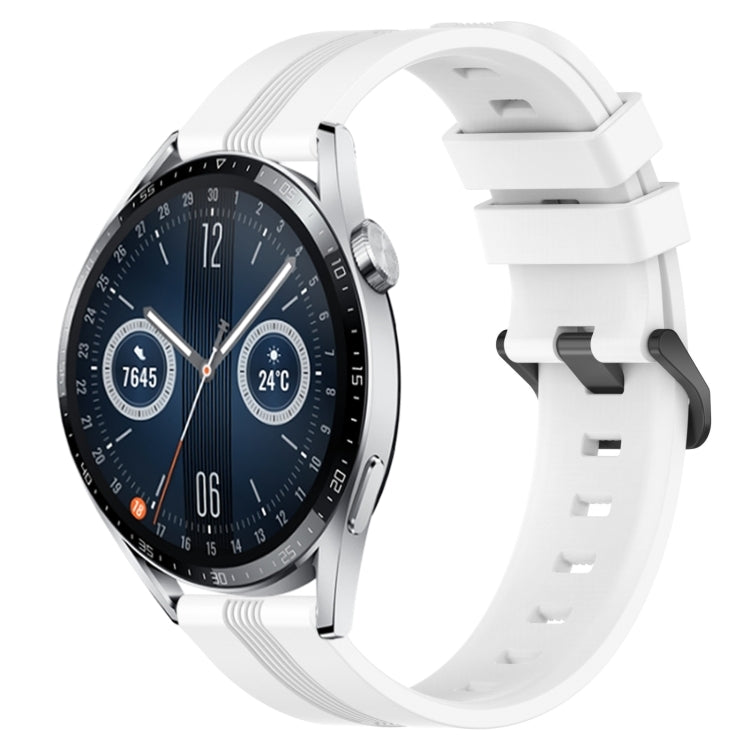 For Huawei Watch GT3 46mm 22mm Concave Striped Slicone Watch Band