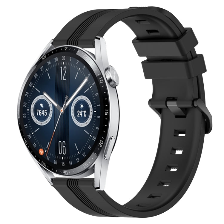 For Huawei Watch GT3 46mm 22mm Concave Striped Slicone Watch Band