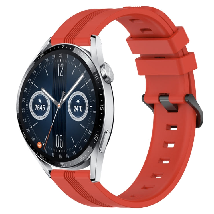 For Huawei Watch GT3 46mm 22mm Concave Striped Slicone Watch Band
