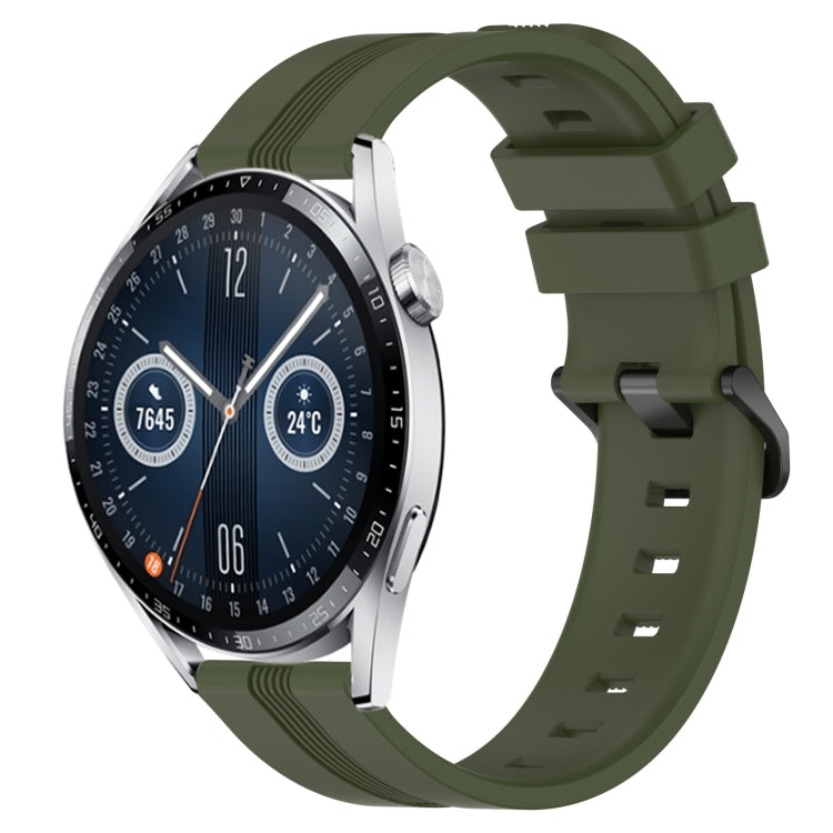 For Huawei Watch GT3 46mm 22mm Concave Striped Slicone Watch Band