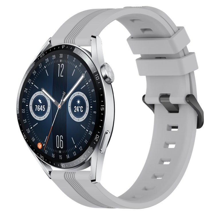 For Huawei Watch GT3 46mm 22mm Concave Striped Slicone Watch Band