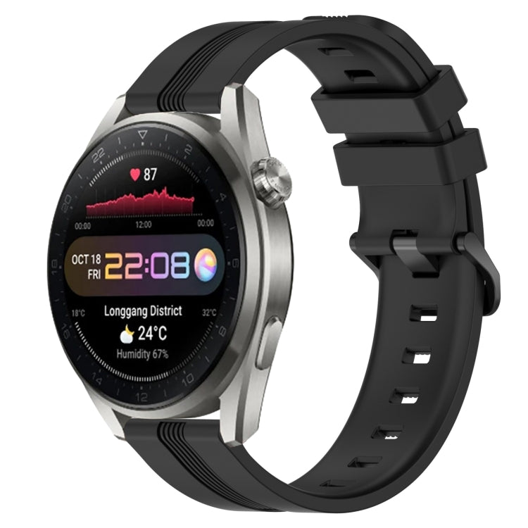 For Huawei Watch 3 Pro 22mm Concave Striped Slicone Watch Band