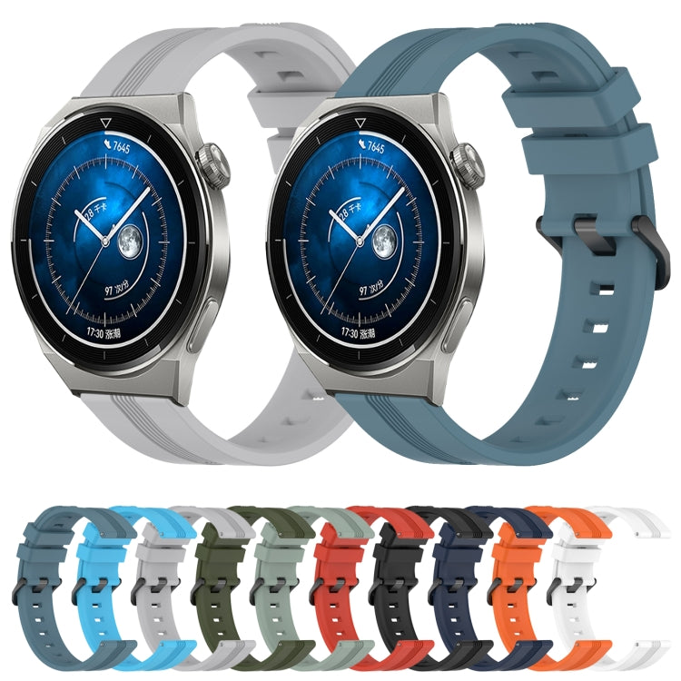 For Huawei Watch GT3 Pro 43mm 20mm Concave Striped Slicone Watch Band