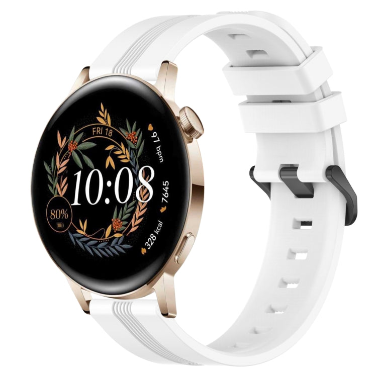 For Huawei Watch GT3 42mm 20mm Concave Striped Slicone Watch Band