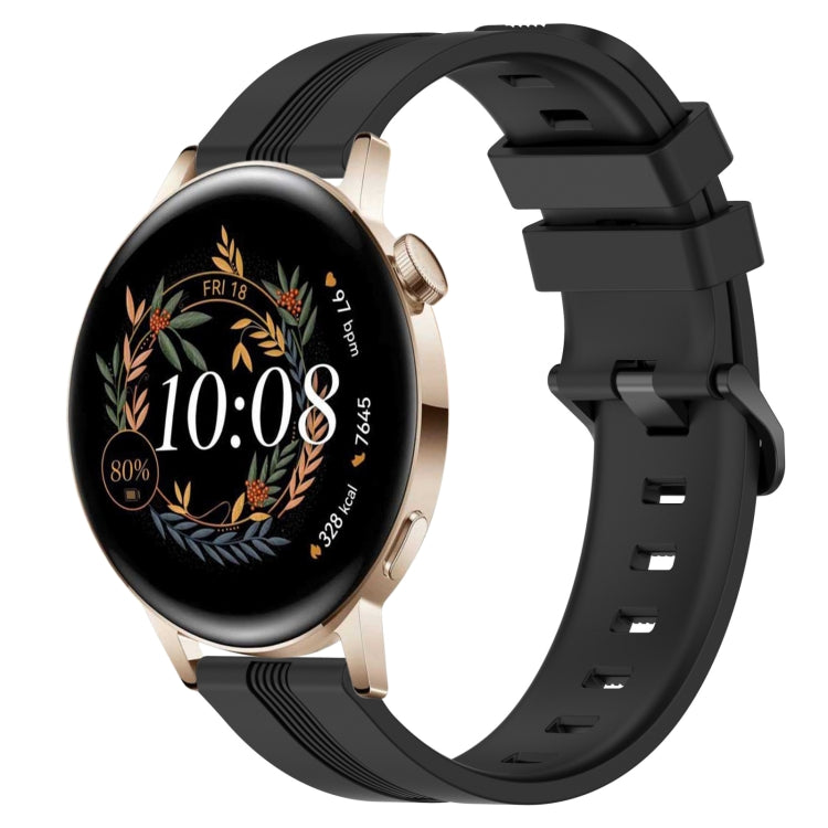 For Huawei Watch GT3 42mm 20mm Concave Striped Slicone Watch Band