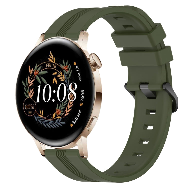 For Huawei Watch GT3 42mm 20mm Concave Striped Slicone Watch Band