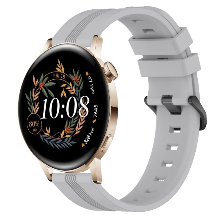 For Huawei Watch GT3 42mm 20mm Concave Striped Slicone Watch Band