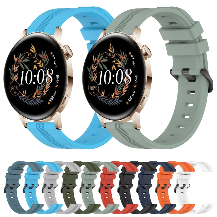 For Huawei Watch GT3 42mm 20mm Concave Striped Slicone Watch Band