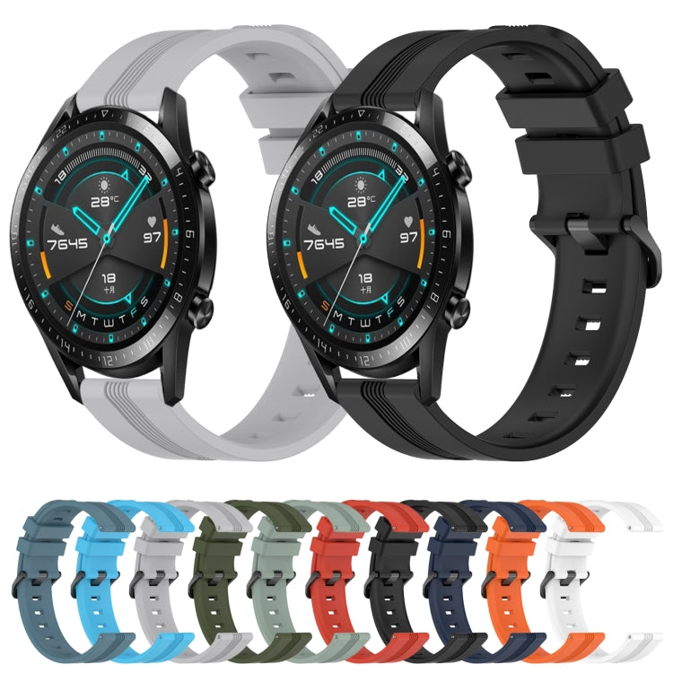 For Huawei Watch GT2 42mm 20mm Concave Striped Slicone Watch Band