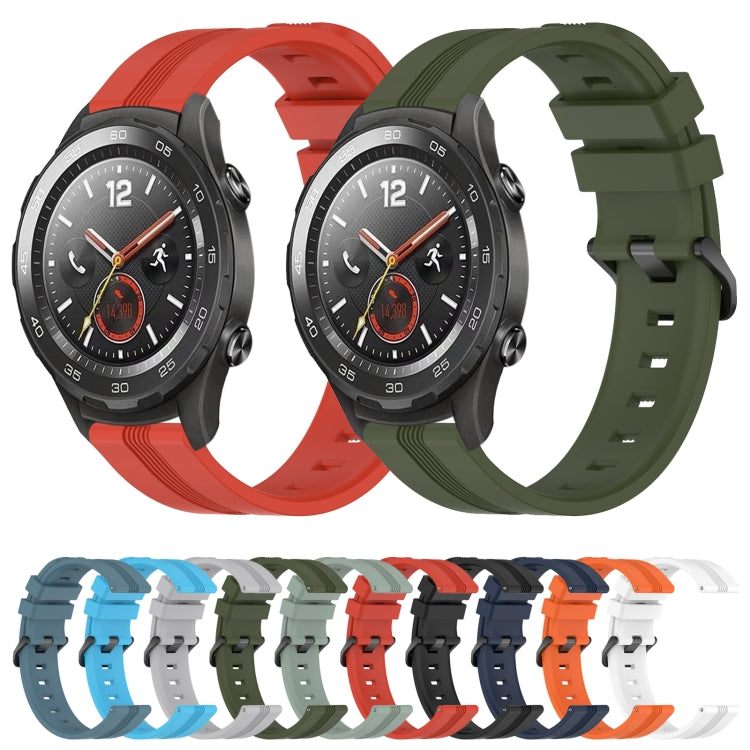 For Huawei Watch 2 20mm Concave Striped Slicone Watch Band