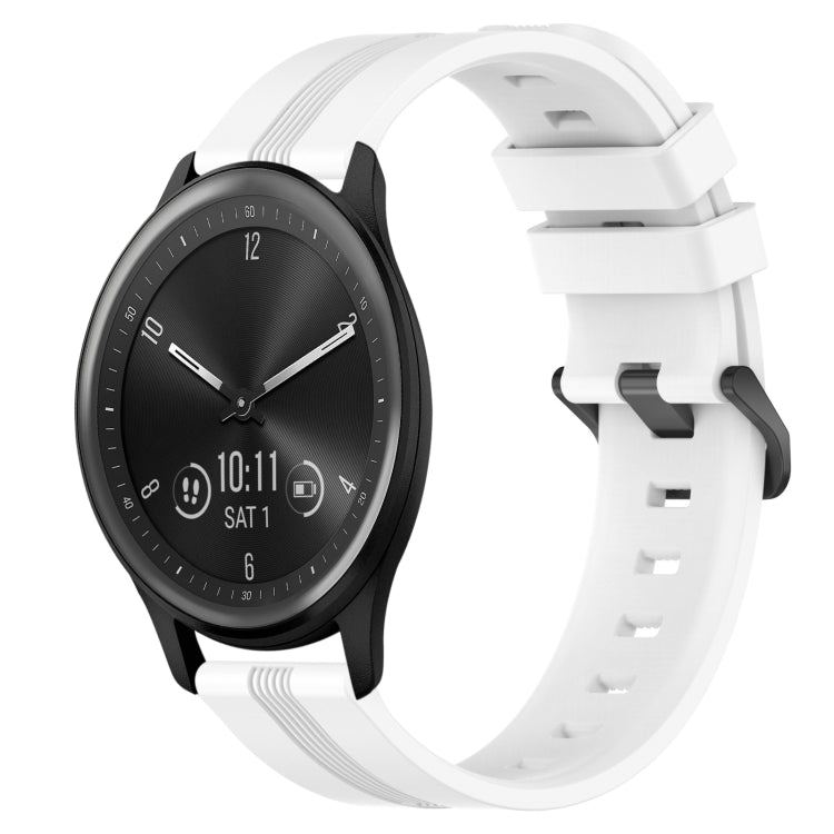 For Garmin Vivomove Sport 20mm Concave Striped Slicone Watch Band
