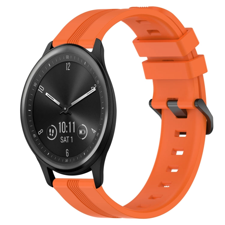 For Garmin Vivomove Sport 20mm Concave Striped Slicone Watch Band