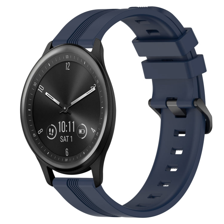 For Garmin Vivomove Sport 20mm Concave Striped Slicone Watch Band