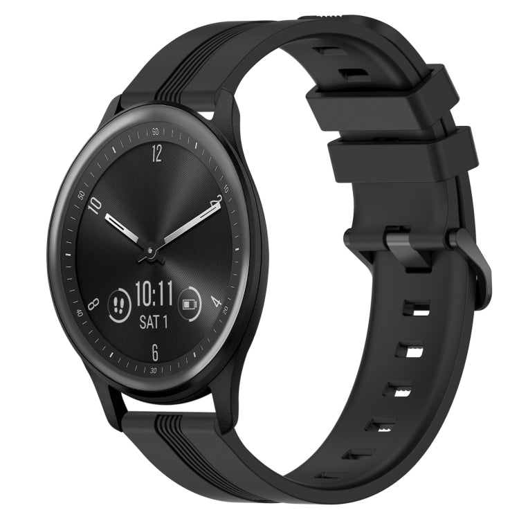 For Garmin Vivomove Sport 20mm Concave Striped Slicone Watch Band