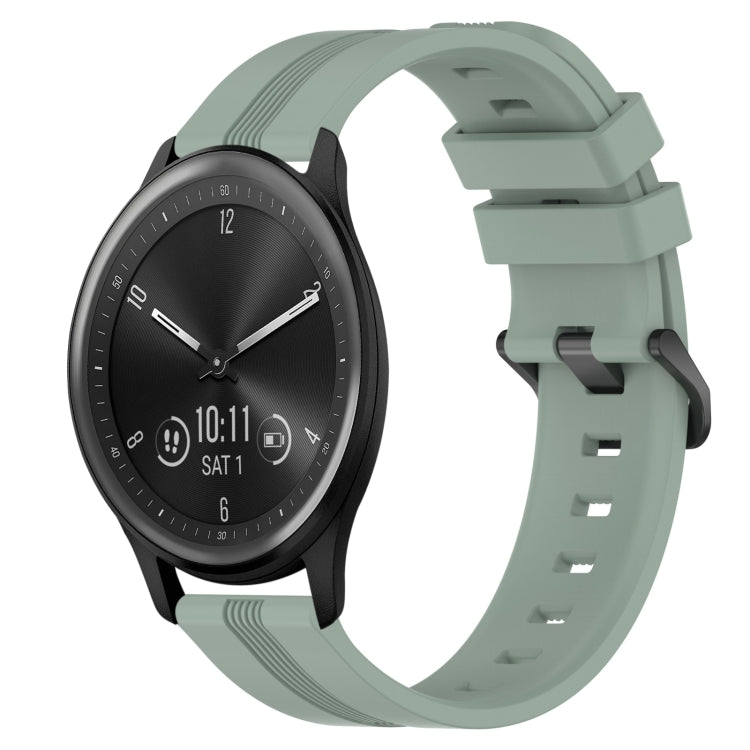 For Garmin Vivomove Sport 20mm Concave Striped Slicone Watch Band