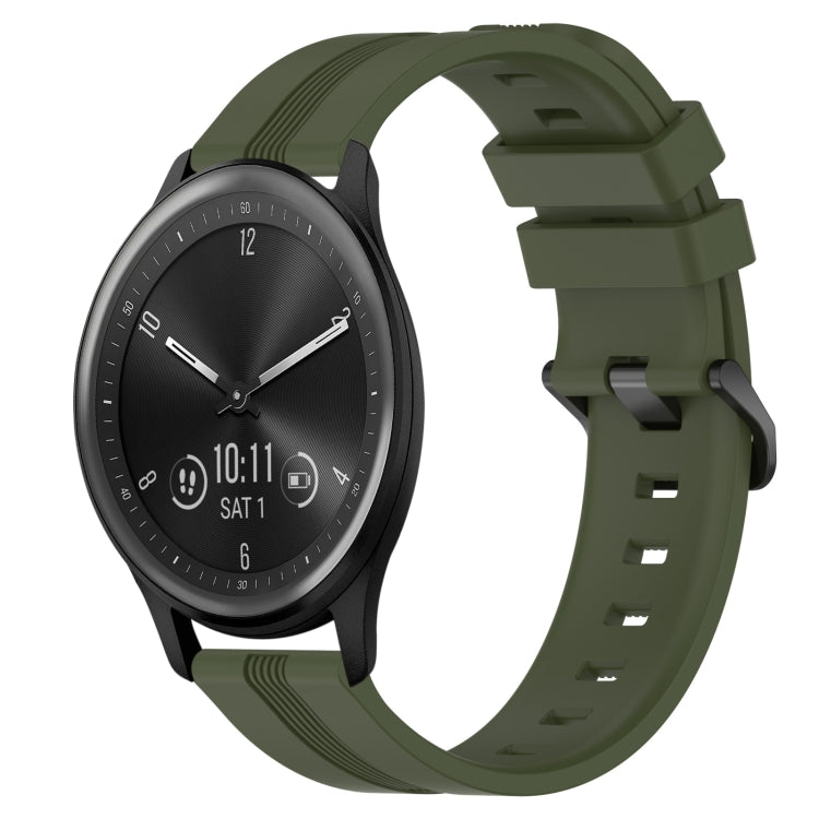 For Garmin Vivomove Sport 20mm Concave Striped Slicone Watch Band