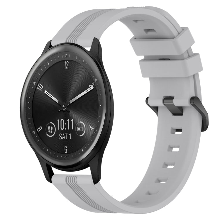 For Garmin Vivomove Sport 20mm Concave Striped Slicone Watch Band