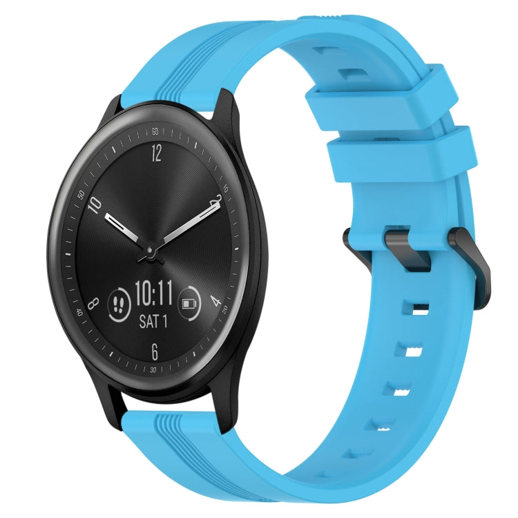 For Garmin Vivomove Sport 20mm Concave Striped Slicone Watch Band