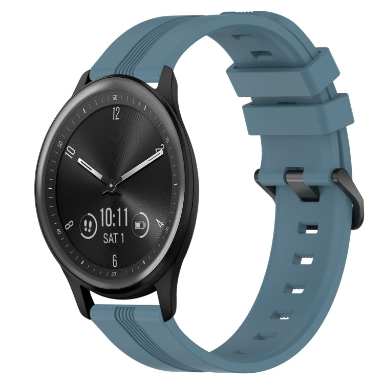 For Garmin Vivomove Sport 20mm Concave Striped Slicone Watch Band