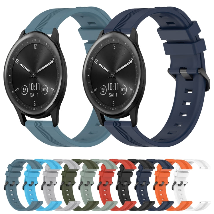For Garmin Vivomove Sport 20mm Concave Striped Slicone Watch Band