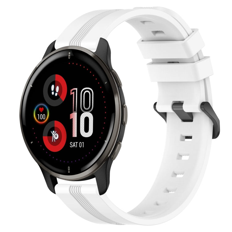 For Garmin Venu 2 Plus 20mm Concave Striped Slicone Watch Band