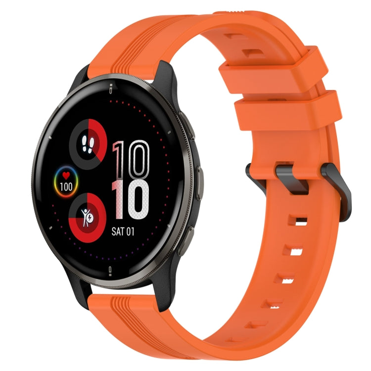 For Garmin Venu 2 Plus 20mm Concave Striped Slicone Watch Band