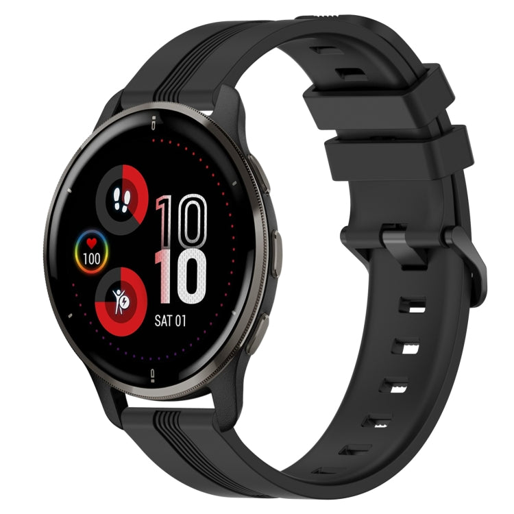 For Garmin Venu 2 Plus 20mm Concave Striped Slicone Watch Band