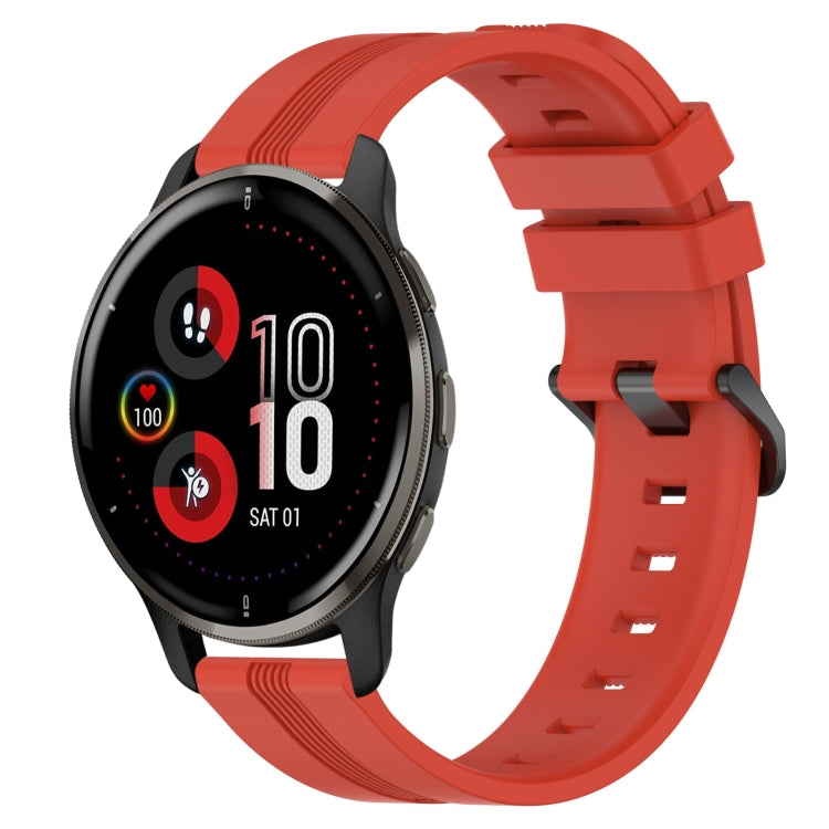 For Garmin Venu 2 Plus 20mm Concave Striped Slicone Watch Band