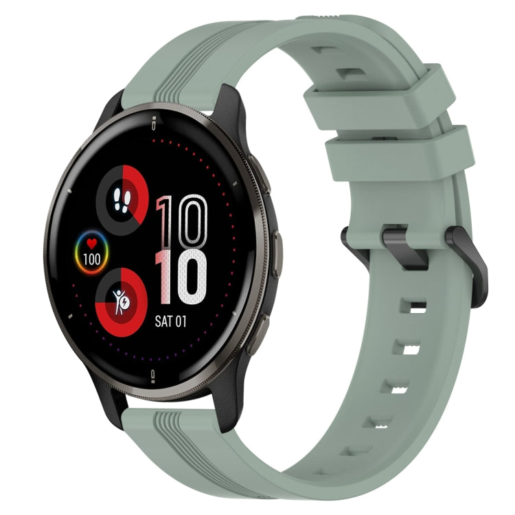 For Garmin Venu 2 Plus 20mm Concave Striped Slicone Watch Band