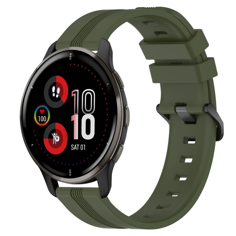 For Garmin Venu 2 Plus 20mm Concave Striped Slicone Watch Band