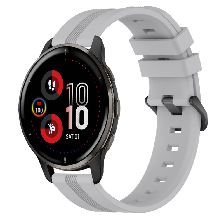 For Garmin Venu 2 Plus 20mm Concave Striped Slicone Watch Band