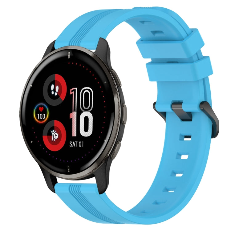 For Garmin Venu 2 Plus 20mm Concave Striped Slicone Watch Band