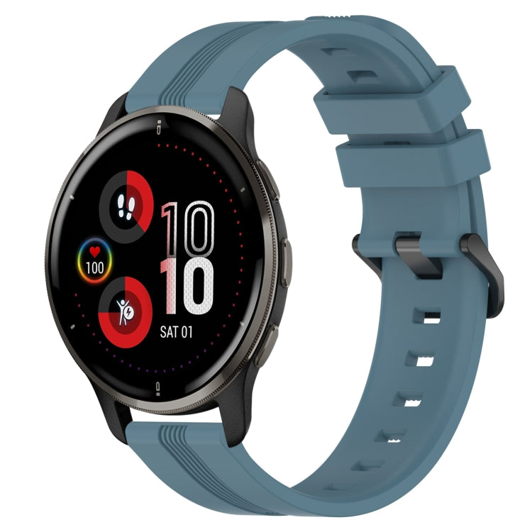 For Garmin Venu 2 Plus 20mm Concave Striped Slicone Watch Band