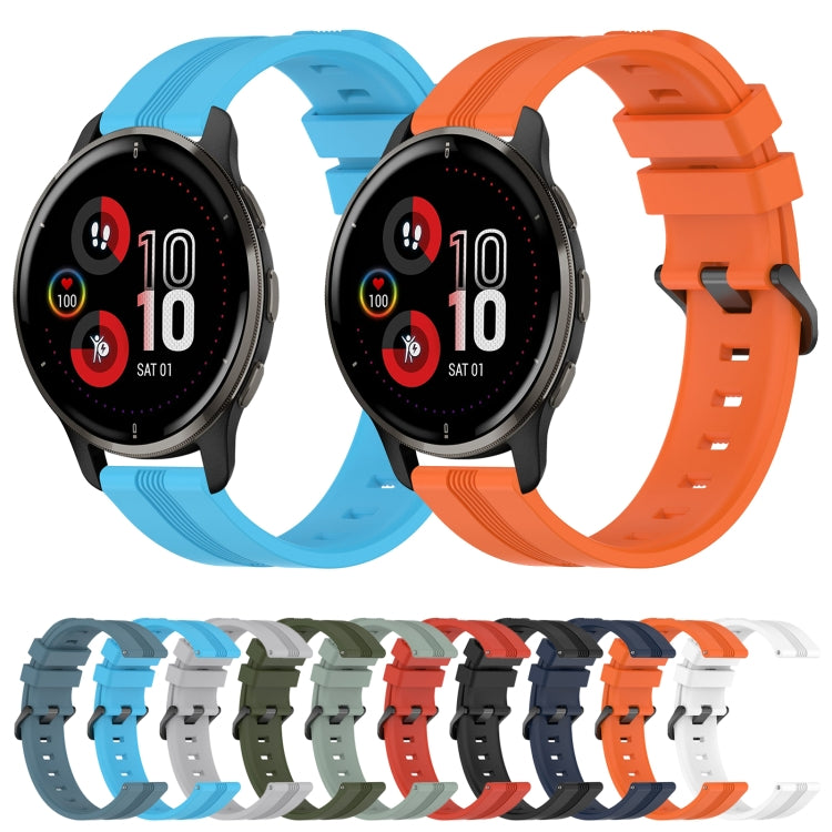 For Garmin Venu 2 Plus 20mm Concave Striped Slicone Watch Band
