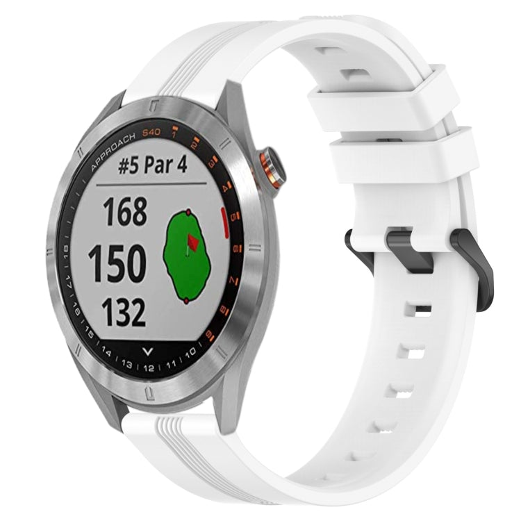 For Garmin Approach S40 20mm Concave Striped Slicone Watch Band