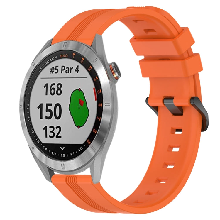For Garmin Approach S40 20mm Concave Striped Slicone Watch Band